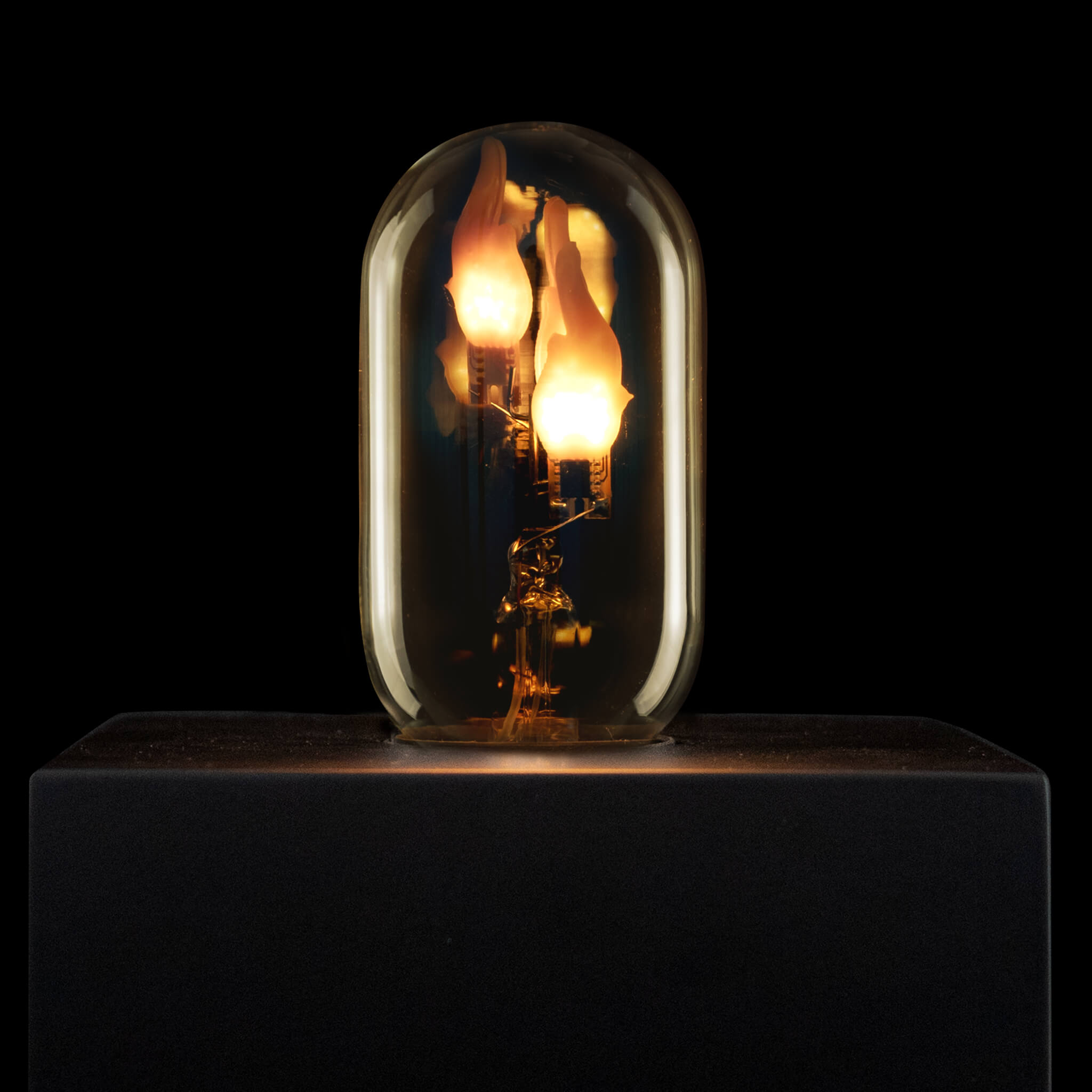 LED Radio Style big Fire Flame up smokey grau