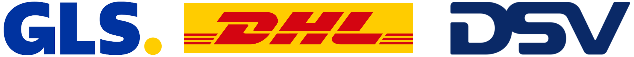 Logos unserer Versanddienstleister GLS, DHL und DSV