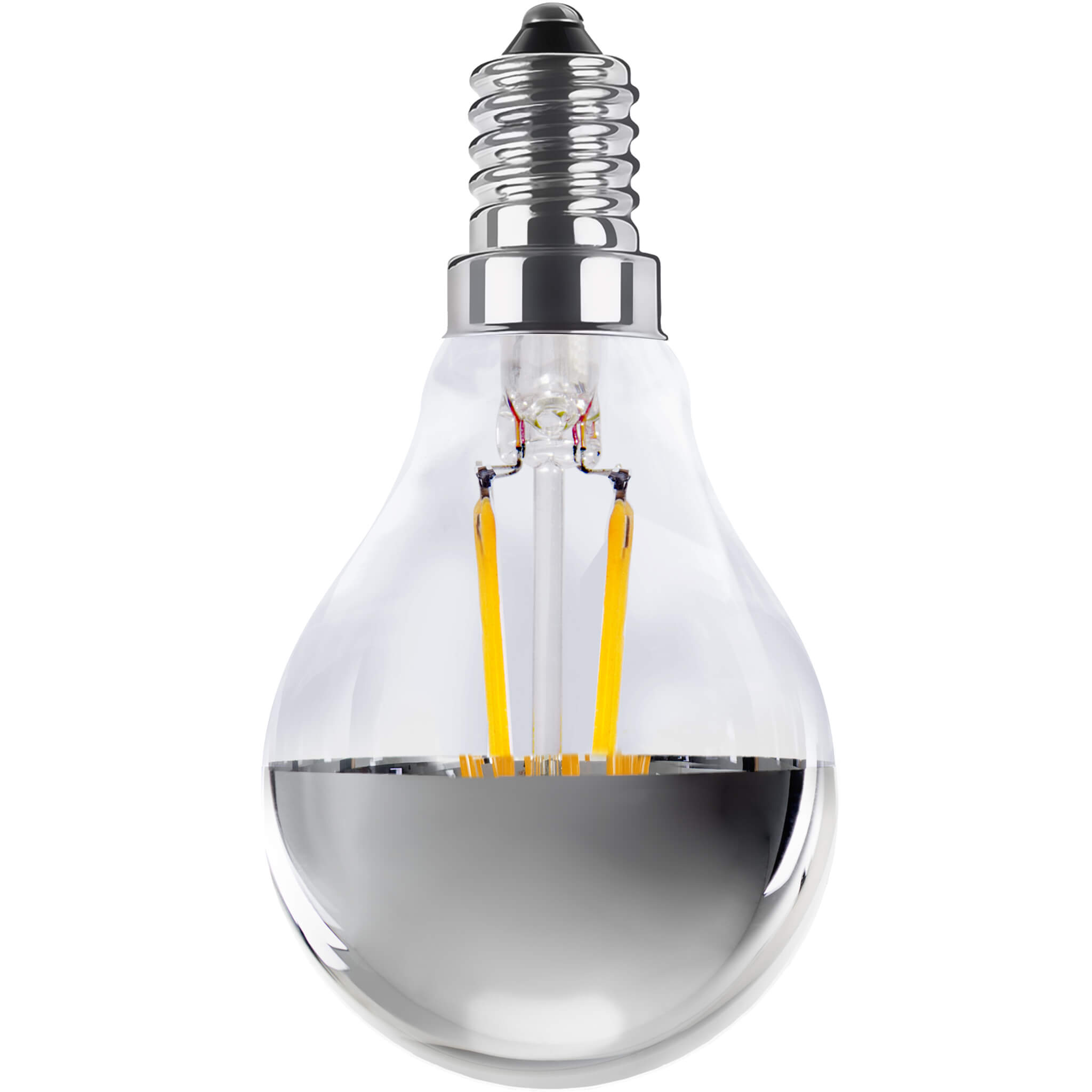 LED Tropfenlampe Spiegelkopf silber E14, 55370