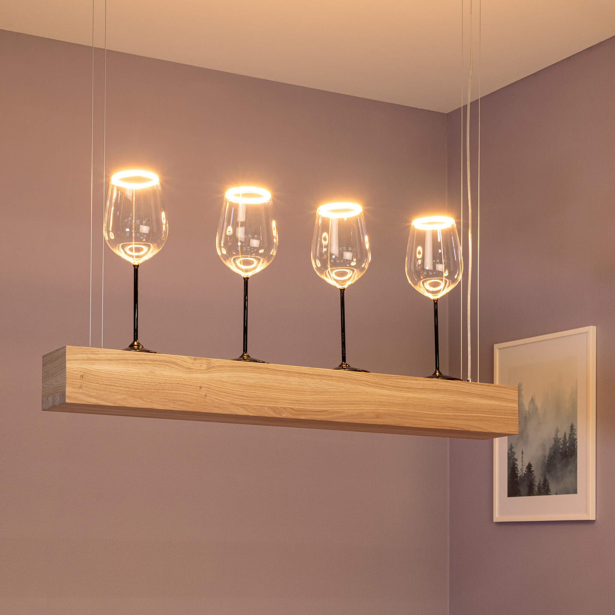 Anwendungsbild | Pendelleuchte VINO oiled white E27 mit Floating Cup Rotwein