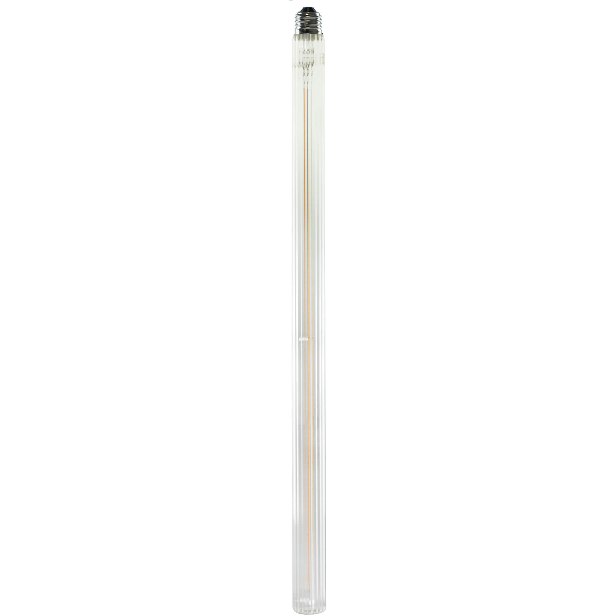 Product image, Soft Line, tube-shaped light bulb, clear rippled glass body, 547 mm long, E27 base, off state