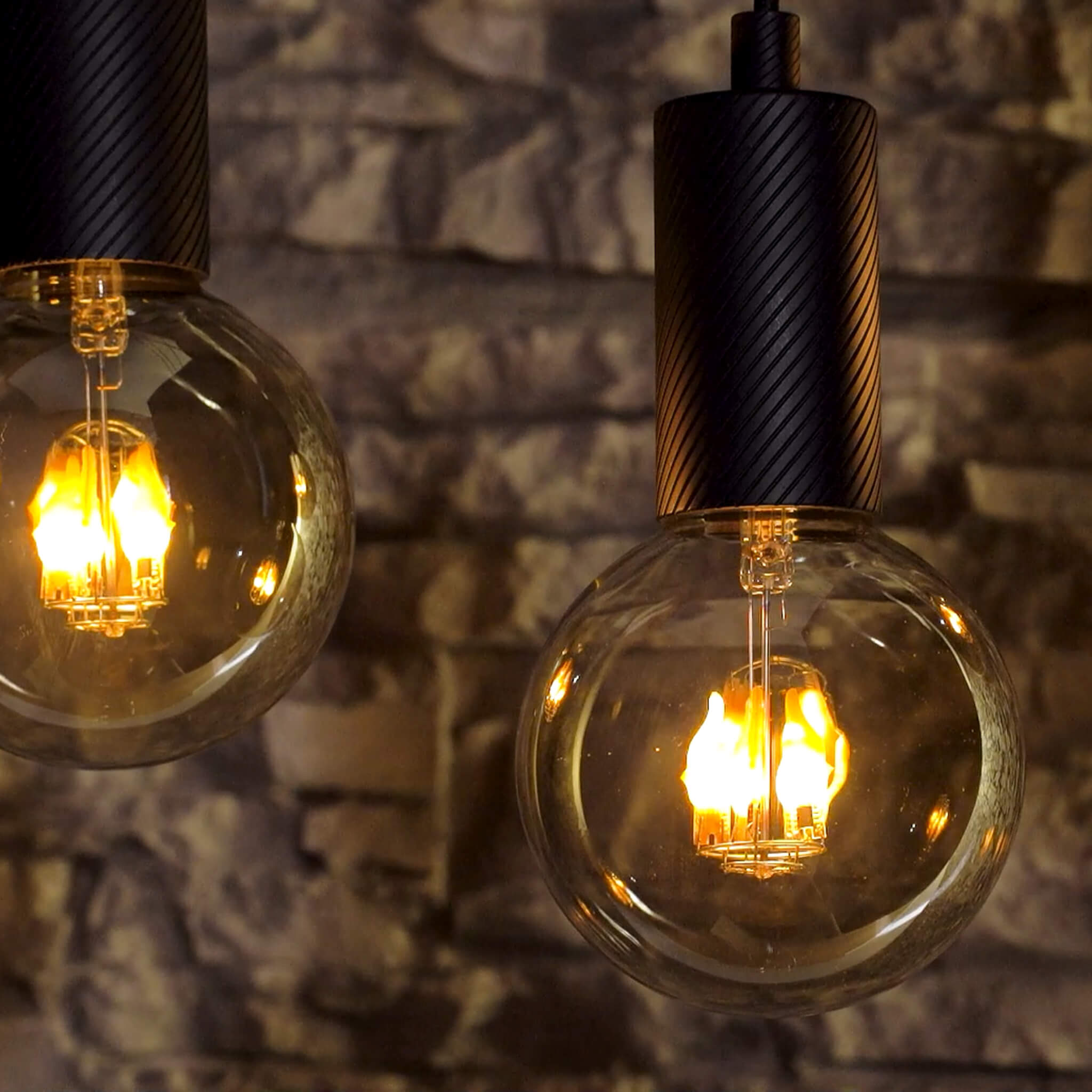 LED Globe 125 Fire Flame down smokey grau