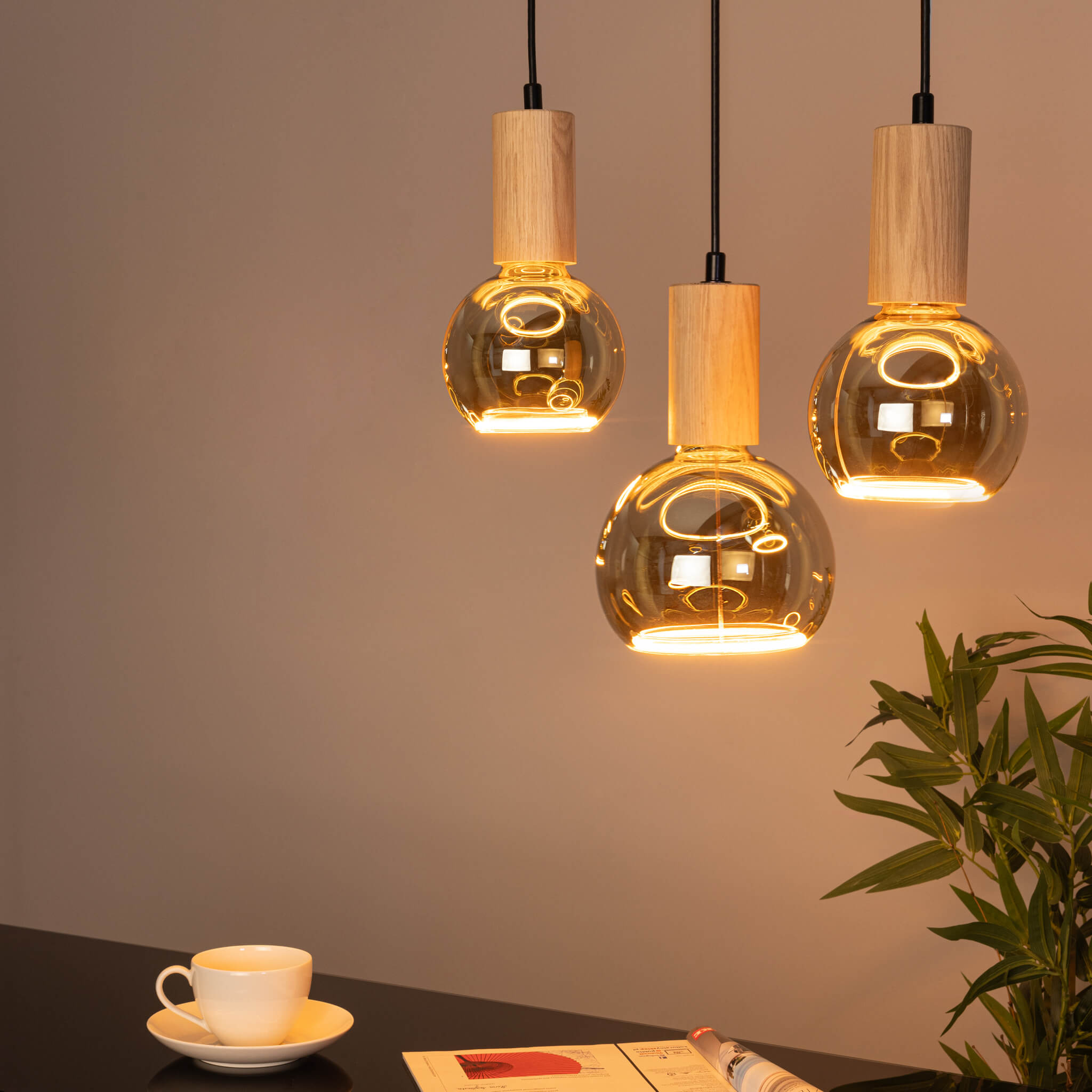 Pendelleuchte FLOW oiled oak wood, 3x E27 | 80322