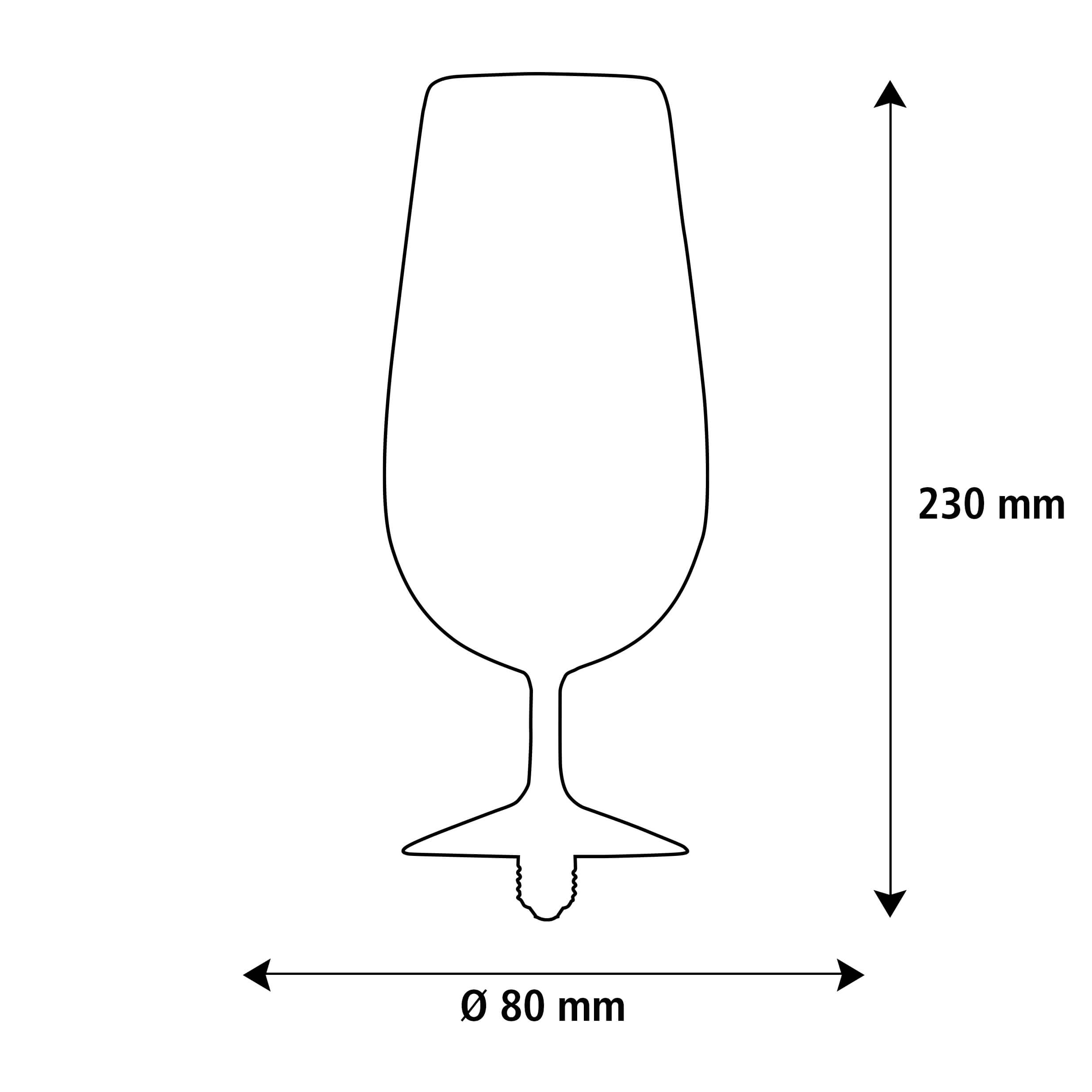 Größenschema | Floating Cup Mini Bier | Durchmesser 80 mm | Höhe 230 mm