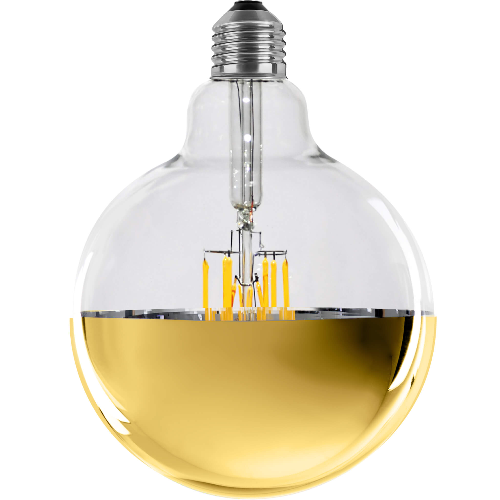 LED Globe 125 Spiegelkopf golden E27, 55491