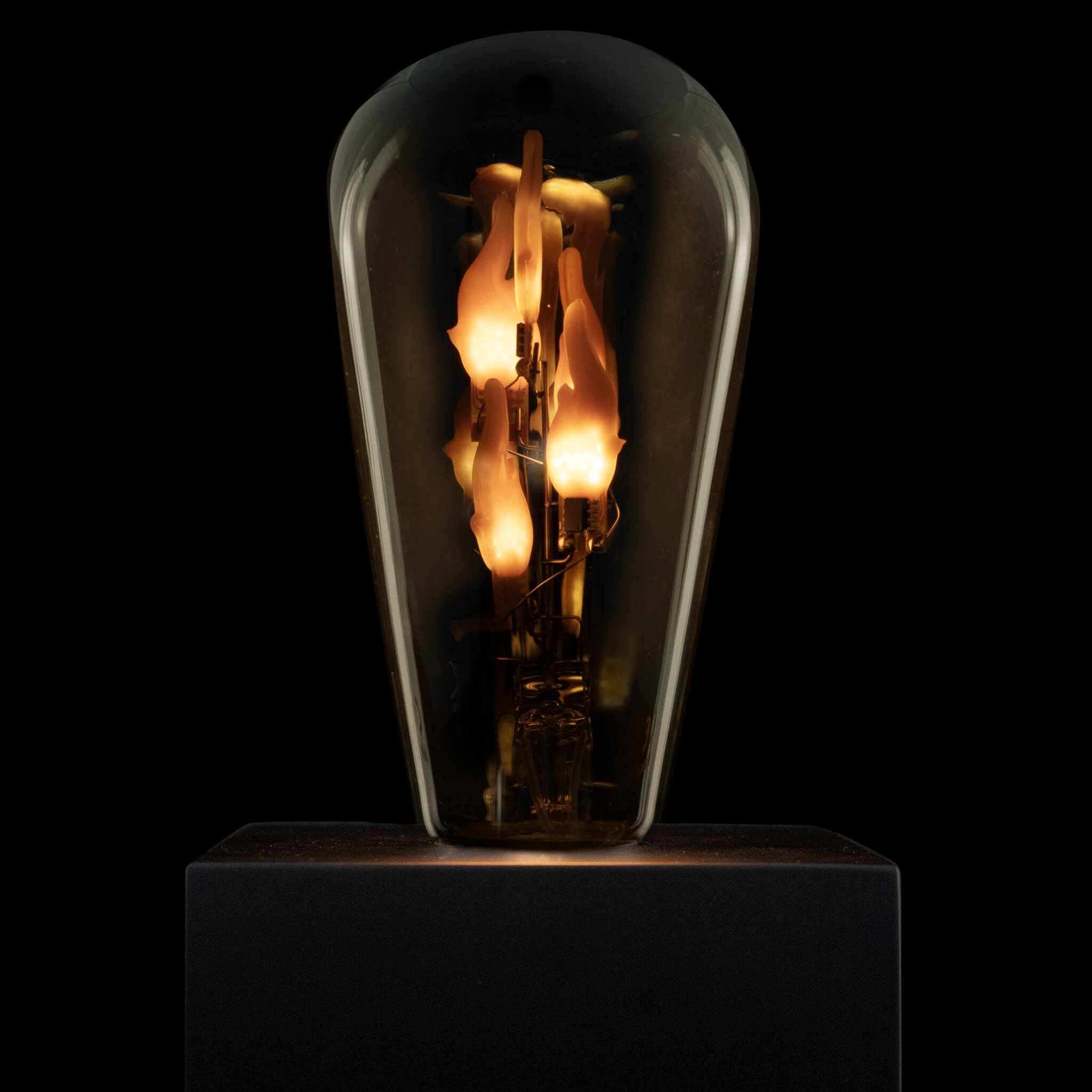 LED Rustika big Fire Flame up smokey grau