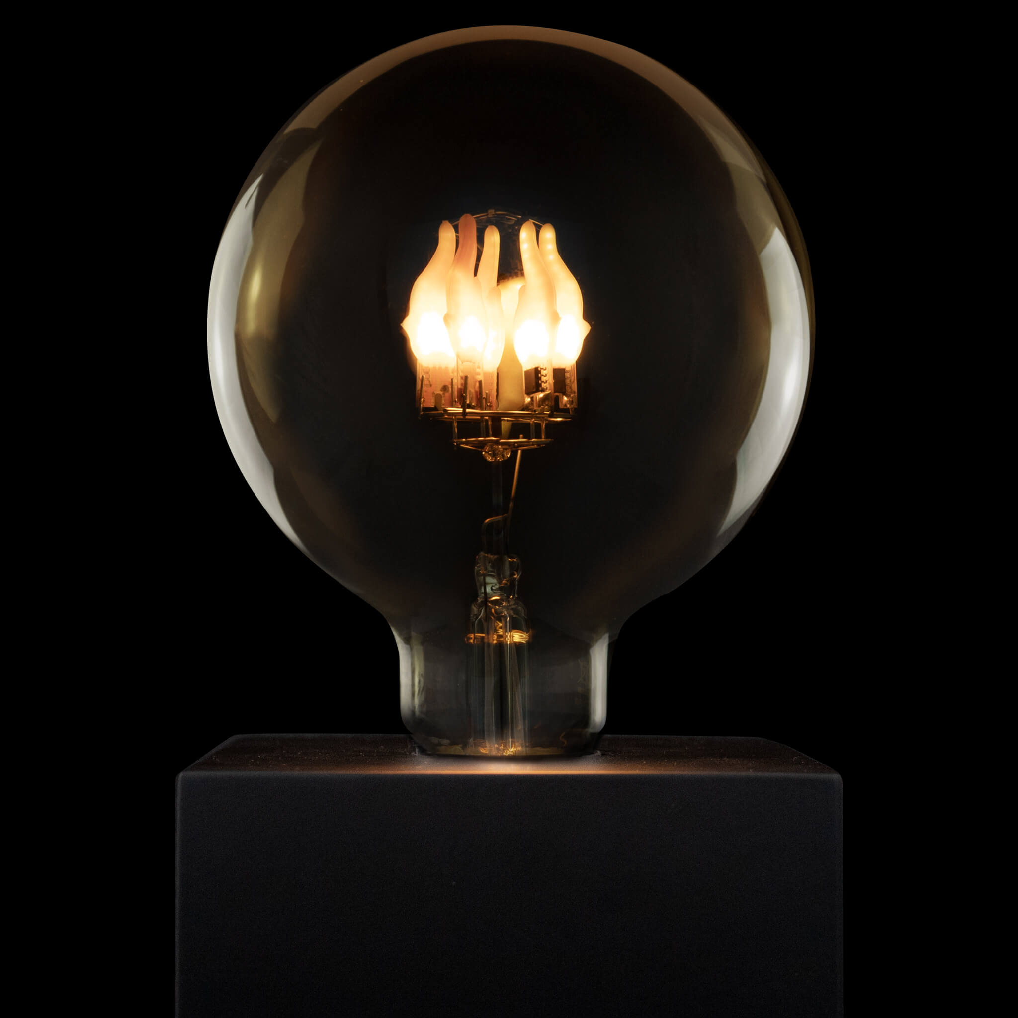 LED Globe 125 Fire Flame up smokey grau