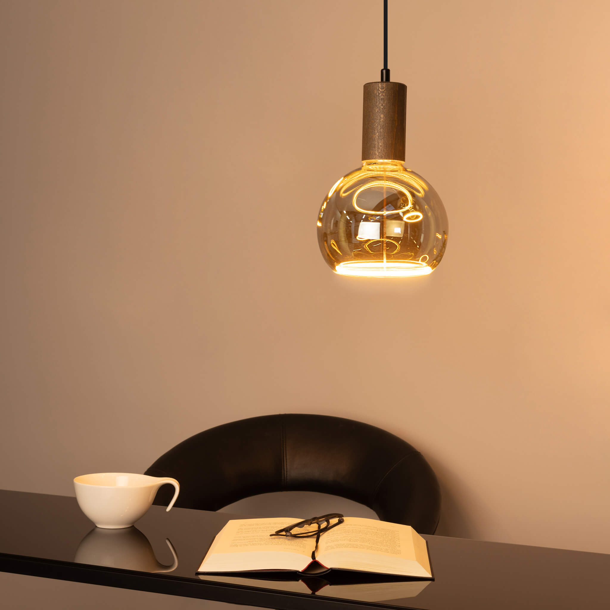 Pendelleuchte FLOW beech wood and walnut finish E27 | 80321